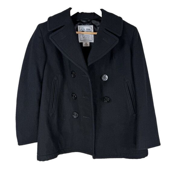 Vintage U.S. Navy Military Black Peacoat Womens 8S Wool Sterlingwear Of Boston - Picture 1 of 9